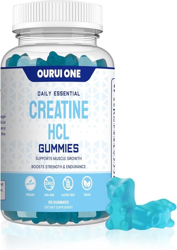 Creatine HCL Gummies 2000mg – Rapid Absorption for Enhanced Strength & Recovery – Convenient, Delicious Gummies Perfect for Athletes & Fitness Enthusiasts – Gentle on the Stomach