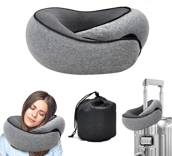WEERSHUN 2024 Memory Foam Travel Neck Pillow – Comfortable Support for Airplanes, Cars, and Office Use