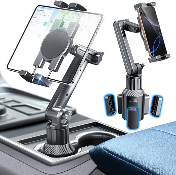 eSamcore Adjustable Tablet Mount for Truck & Car – 15" Height, 360° Rotation, 0.9" Clamp – Fits iPad Air/Pro/Mini & Phones 4.7"-12.9", Foldable Design