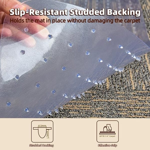 36" x 48" Heavy Duty Clear Plastic Office Chair Mat with Lip – Durable Carpet Protector for Low Pile and Flat Carpeted Floors, Ideal for Rolling Chairs, Desks, Home, Work, and Gaming – Convex Shape Rug Pad