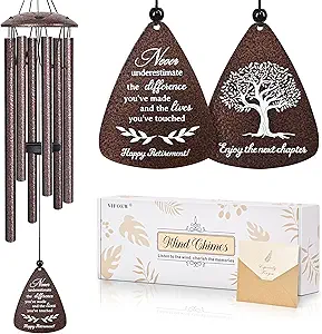 32" Wind Chimes Retirement Gift for Women & Men – Happy Retirement 2025 – Perfect for Coworkers, Colleagues, Bosses, Teachers, Nurses, and Friends – Thoughtful Going Away Gift and Retirement Decoration Ideas