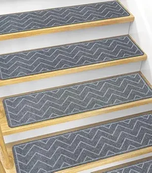 DK177 Non-Slip Carpet Stair Treads – 15-Pack, 8" x 30", Dark Gray – Reusable Indoor Treads with Polyester TPE Backing for Wooden Stairs – Safe for Kids, Seniors, and Pets