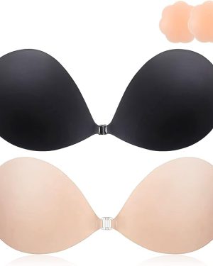 2025 Push-Up Sticky Bra – 2-Pack Reusable Adhesive Invisible Strapless Backless Bra for Lift & Support