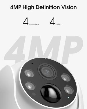 Wireless Solar Security Camera – 4MP Outdoor Camera with 360° Panoramic View, Battery Powered, Night Vision with Spotlight, Two-Way Audio, PIR Motion Detection, Dual-Band WiFi (2.4G/5G), No Subscription Required