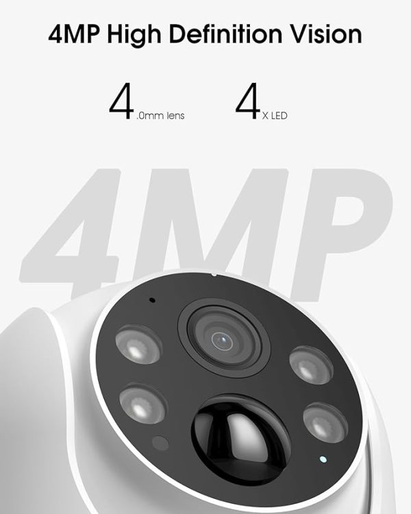 Wireless Solar Security Camera – 4MP Outdoor Camera with 360° Panoramic View, Battery Powered, Night Vision with Spotlight, Two-Way Audio, PIR Motion Detection, Dual-Band WiFi (2.4G/5G), No Subscription Required