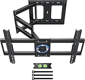Long Arm TV Wall Mount with 180° Swivel and +5°/-20° Tilt Adjustment, Leveling Feature, and 90° Rotation — Compatible with 37-75 Inch TVs, Supports up to 132 lbs, Max VESA 600x400mm
