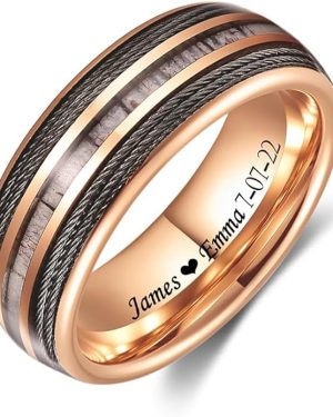 Men’s 8mm Personalized Tungsten Ring – Silver Dome Band with Malachite & Blue Opal Inlay | Polished Finish | Comfort Fit | Engagement, Wedding, or Promise Ring | Sizes 7–12