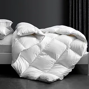 Luxury King-Size Down Feather Comforter – Cooling and Ultra-Soft Summer Duvet Insert – Plush, Cozy, and Breathable – Hotel Collection White – 106" x 90"