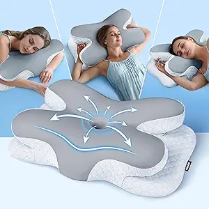 Osteo Enjoy Pain Relief Cervical Neck Pillow – Ergonomic Contour Design for Side Sleepers, Zoned Support Memory Foam, Temperature-Resistant with Q-Max Cooling Technology – Ideal for Back and Stomach Sleepers