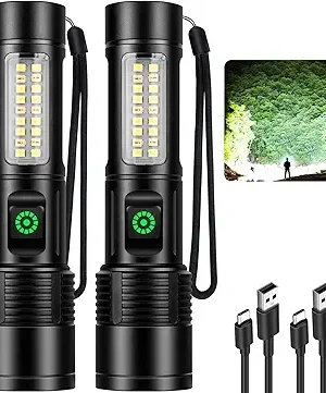 Rechargeable High-Lumen LED Flashlight – 90,000LM Super Bright with 6 Modes, Powerful Handheld Lantern for Home Use