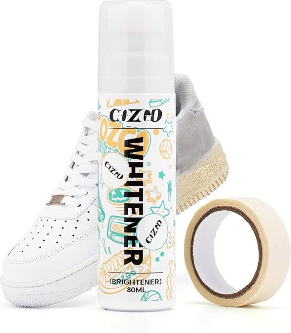 COZGO White Shoe Polish for Sneakers – Scuff Cover and Whitener for White Shoes