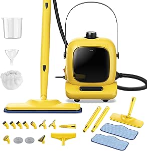 1500W Heavy-Duty Steam Cleaner with 21 Accessories – Pressurized Handheld Steamer for Deep Cleaning Floors, Cars, Furniture, Tiles, Kitchen, Grout & More – Versatile Back-Carry or Drag Design for Easy Mobility