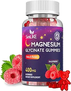 Magnesium Glycinate Gummies – 400mg High-Absorption Formula with L-Theanine, Ashwagandha & GABA – Supports Relaxation, Stress Relief & Restful Sleep – Sugar-Free, Vegan, 60 Raspberry-Flavored Gummies