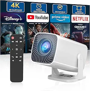 Portable Mini Projector – 4K Supported Short Throw Movie Projector, Compatible with Smartphones, TV Sticks, Laptops, and Game Consoles – Perfect for Outdoor Use
