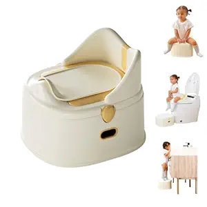 "3-in-1 Toddler Potty Training Seat with Step Ladder – Foldable Toilet Chair Adapter for Boys and Girls, Yellow"