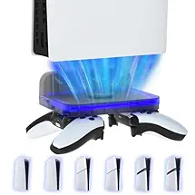 PS5 Wall Mount for All Models – Compatible with PS5 Pro, PS5, and PS5 Slim (Disc & Digital Editions) | Accessories Stand with RGB Lights | Wall Mount Kit and Shelf for PlayStation 5 Console