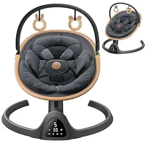 Fasonbaby Bluetooth Infant Swing – Portable Baby Swing with Music Speaker, 3 Adjustable Seat Positions, 5 Speed Settings, and Remote Control – Ideal for Indoor and Outdoor Use (Black)