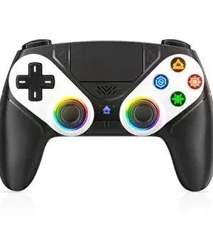 Gamrombo Wireless LED Controller for PS5 – Compatible with PS5 Pro, PS5 Slim & PC | Dual Vibration, Turbo & Macro Functions, 6-Axis Motion Control, Built-in Speaker & 3.5mm Audio Jack