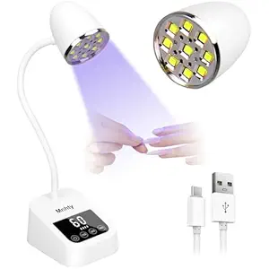 27W Rechargeable UV LED Nail Lamp – Cordless Goose Neck Flash Cure Light for Gel Nails with 3 Timers & Sensor – Fast Curing Mini Lamp for Gel X, Snow White