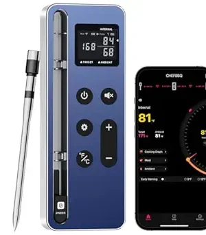Wireless Bluetooth Meat Thermometer – Smart Digital Thermometer for Grilling, BBQ, Oven, Smoker, and Air Fryer – Ideal for Steak, Chicken, Turkey – Compatible with iOS & Android App