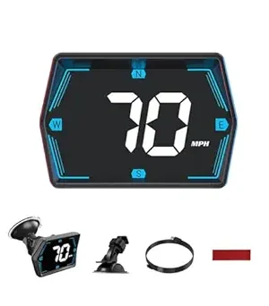 Moman Car HUD Digital Speedometer – Head-Up Display with KM/H & MPH, Compass Direction, USB Plug & Play, Over-Speed Alert for All Vehicles