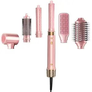 6-in-1 Air Wrap Styler & Hair Dryer Brush – Achieve fast, frizz-free blowouts with smooth, shiny results. Volumizes, curls (auto left/right), and styles without heat damage. Includes a thermal brush, travel bag, and heat-resistant glove for effortless styling anywhere.