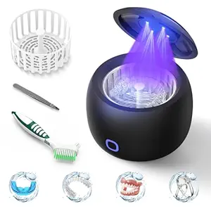 Upgraded Ultrasonic Retainer Cleaner – 45kHz Professional Dental Cleaning Machine | 200ML Capacity for Retainers, Dentures, Mouth Guards, and Night Guards