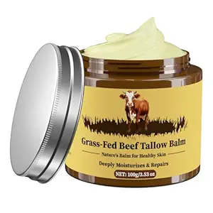 Organic Grass-Fed Whipped Beef Tallow & Honey Balm – 100% Natural Facial and Body Moisturizer, Deeply Nourishing for All Skin Types (3.53 oz)