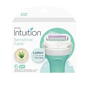 INTUITION Razor Blade Refills for Women – Sensitive Skin | Pack of 6 Blades with Organic Aloe