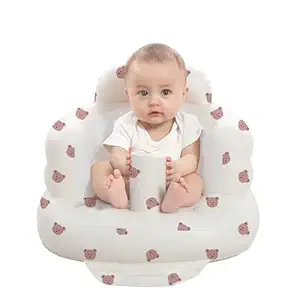 Inflatable Baby Seat with Built-In Air Pump – Floor Chair for Infants 3–36 Months, Sit-Me-Up Training Chair for Learning to Sit, Feeding, and Travel – Bear Design