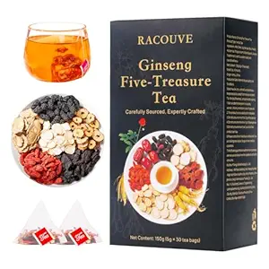 30-Pack Ginseng Five Treasures Tea | Kidney & Herbal Tea Bags with Red Date | Natural Chinese Herbal Cleanse for Men & Women