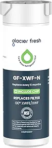 GLACIER FRESH Water Filter with Built-in Chip – Compatible Replacement for GE XWFE and XWF Refrigerator Water Filters, NSF/ANSI 42 Certified, Pack of 1