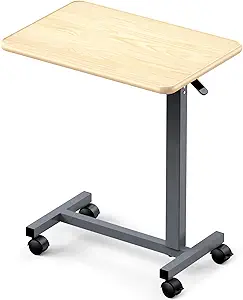 WOTURE Adjustable Overbed Table with Wheels – Bedside Rolling Table