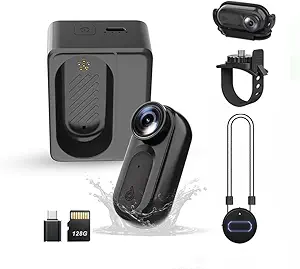 Mini Body Camera Action Cam – Audio & Video Recording | 128GB | IPX7 Waterproof | Thumb-Sized, Hands-Free, Wearable Portable Camcorder for Work, Travel, Pet Walks, and Vlogs (Black)
