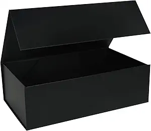 Large Black Gift Box with Magnetic Lid – 13.8 x 8.3 x 4.4 in | Collapsible Rectangle Storage, Ideal for Bridesmaid & Groomsman Proposal, 1-Pack