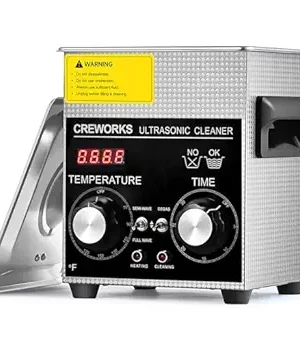 CREWORKS 2L Ultrasonic Cleaner – 60W Stainless Steel Machine with Heater & Timer, Degas & Gentle Modes, Knob Control Ultrasonic Parts Cleaner for Jewelry, Glasses, Watches, and More