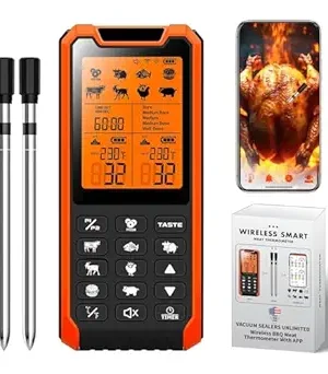 Smart Bluetooth Meat Thermometer – Long-Range Wireless Food Thermometer with Dual Probes for BBQ, Grill, Oven, Smoker, and Air Fryer