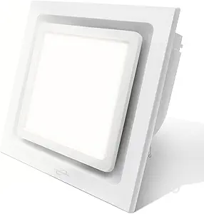 Bathroom Exhaust Fan with LED Light – 6000K Square Combo, 110V, 141 CFM, 0.7 Sones Low-Noise Ventilation for Home, Bathroom, Office, or Hotel