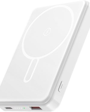 Magnetic Portable Power Bank – 12,000mAh | MagSafe-Compatible | 22.5W Fast Charging | USB-C & Wireless | Compatible with iPhone 12–16 Series | White
