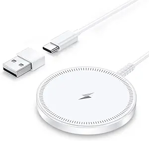 Magnetic Wireless Fast Charging Pad – Compatible with iPhone 16/15/14/13/12 Series & Pro 4-2. Features a strong magnetic alignment, dual charging ports, and a case-friendly design. Ultra-lightweight and portable, perfect for home, office, or travel.