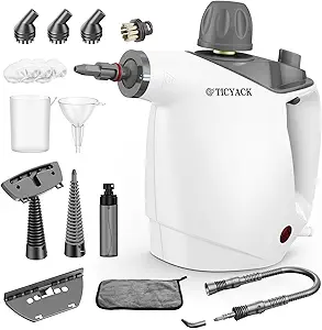Handheld Steam Cleaner for Home – White | Includes 16 Accessories & Automatic Steam Switch | Ideal for Daily Cleaning of Living Rooms, Kitchens, Ovens, Tiles & Grout