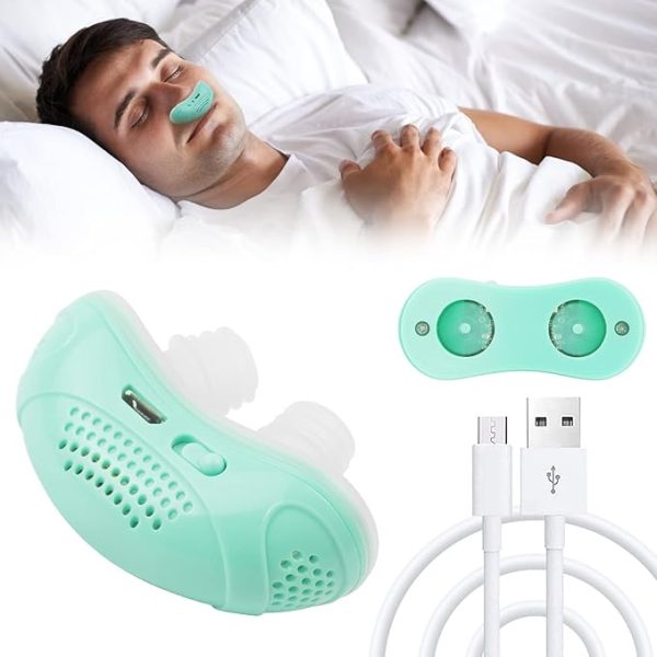 Mini Electric Anti-Snoring Device – Portable Airflow Micro Machine for Travel, Sleep Apnea & Snoring Relief, Suitable for All Nose Shapes, Unisex, Mint Green (Pack of 4)