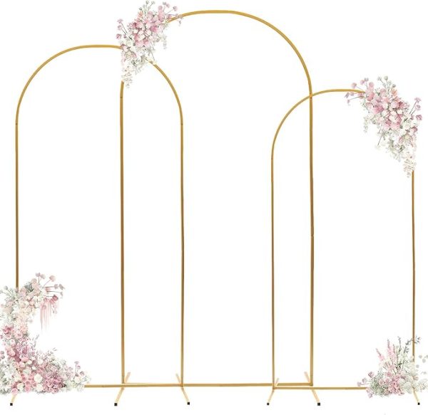 3-Piece Metal Arch Backdrop Stand Set – 7.2ft, 6.6ft, 6ft | Upgraded Gold Wedding & Event Frames | Easy Setup for Weddings, Birthdays, Baby Showers & Family Gatherings