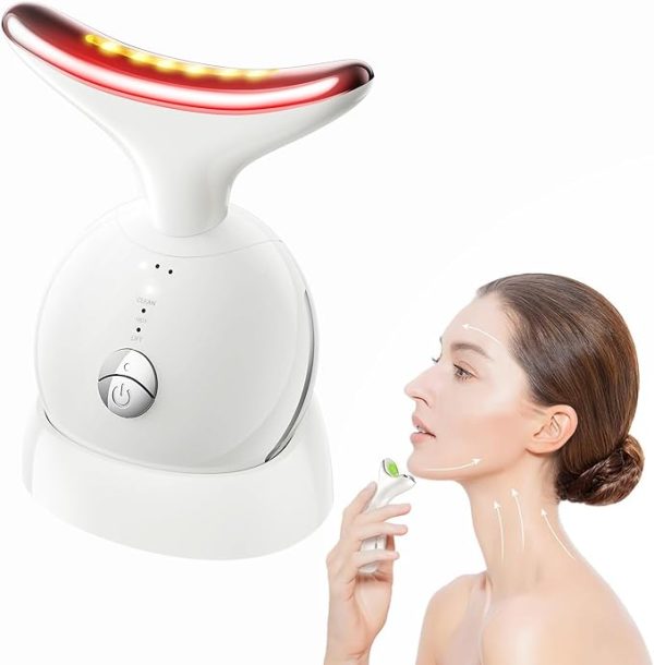 7-in-1 Facial & Neck Massager – Red Light Therapy Device for Face Lifting, Neck Toning, and Double Chin Reduction, Portable and Easy to Use
