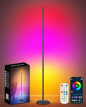 Smart RGB LED Corner Floor Lamp – Modern Color-Changing Standing Lamp with App & Remote Control, 16 Million Colors, Music Sync, and Customizable Scene Modes – Perfect for Living Room or Bedroom