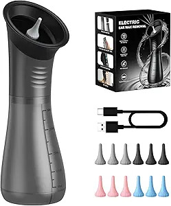 Electric Ear Wax Removal Kit with LED Display & 12 Tips – Gentle, Safe & Durable Ear Cleaner for Adults and Kids, Classic Black