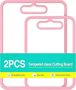 Set of 2 Glass Cutting Boards for Kitchen – Durable Chopping Boards for Meat, Vegetables, Fruits & Cheese – Perfect Housewarming, Wedding, Bridal Shower, or Birthday Gift