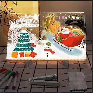 LED Drawing Board for Kids – 11.8" x 7.9" Light-Up Message Board, Rewritable Acrylic Glow Memo Pad with Night Light, Perfect for Bars, Shops, Offices, Holidays & Gifts – Includes 7 Markers