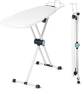 Dazzl 360° Dual-Sided Ironing Board – Full-Size, Torso-Shaped Design with 8-Level Adjustable Height, Detachable Iron Holder, Garment Clips, and Heat-Resistant HDPE Surface