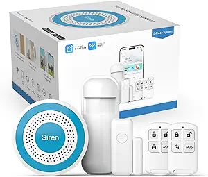 Wireless Smart Home Alarm System – Security Kit with Siren Hub, Door & Motion Sensors, Remote Control, Instant App Alerts, Compatible with Alexa & Google Assistant – Ideal for Apartments, Villas & Family Safety
